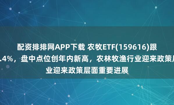 配资排排网APP下载 农牧ETF(159616)跟踪指数涨超1.4%，盘中点位创年内新高，农林牧渔行业迎来政策层面重要进展