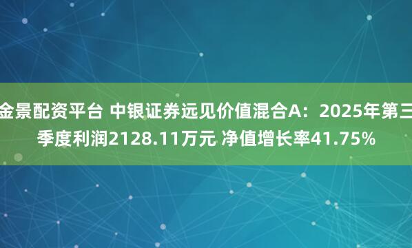 金景配资平台 中银证券远见价值混合A:2025年第三季度利润2128.11万元 净值增长率41.75%