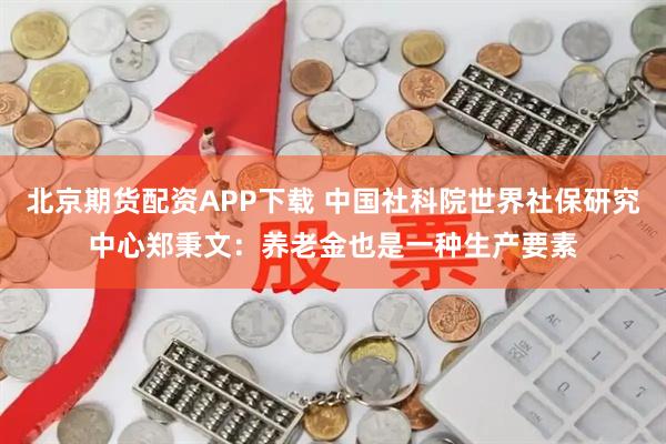 北京期货配资APP下载 中国社科院世界社保研究中心郑秉文：养老金也是一种生产要素