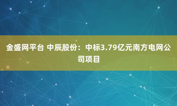 金盛网平台 中辰股份：中标3.79亿元南方电网公司项目